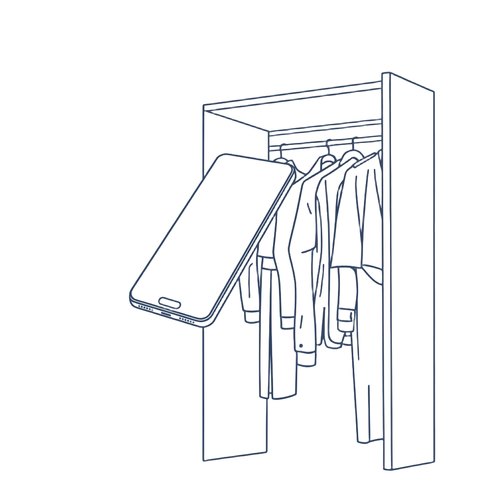 Phone scanning a closet